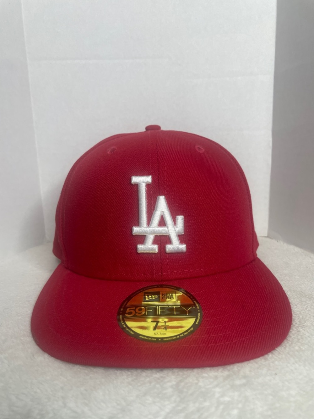 New Era Red LA Dodgers 59FIFTY Fitted Cap with White Logo
